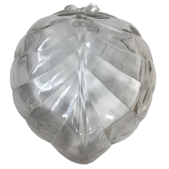 Pretty Leaf Shaped Crystal Serving Dish Prism Effect cut Bottom Ridges - Picture 3 of 7